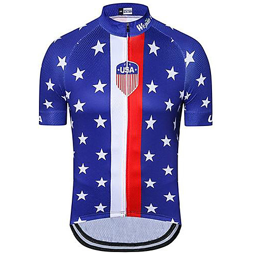

21Grams Men's Short Sleeve Cycling Jersey Blue Bike Jersey Mountain Bike MTB Road Bike Cycling Breathable Quick Dry Sports Clothing Apparel / Athletic