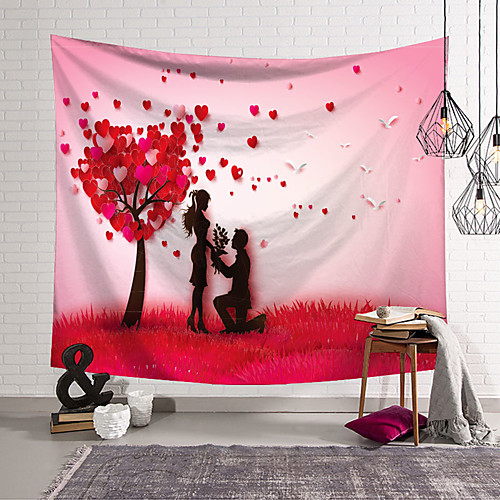 

Valentine's Day Wall Tapestry Art Decor Blanket Curtain Hanging Home Bedroom Living Room Decoration Rose Flower Heart Tree Lover
