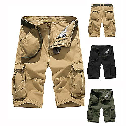 

Men's Hiking Shorts Hiking Cargo Shorts Solid Color Summer Outdoor Breathable Ventilation Soft Comfortable Cotton Shorts Bottoms Black Army Green Khaki Hunting Fishing Climbing 28 29 30 31 32