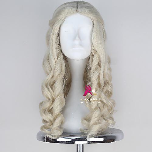

Synthetic Wig White Queen Alice's Adventures in Wonderland Water Wave Asymmetrical Wig Long Grey Synthetic Hair 22 inch Women's Comfy Fluffy Gray
