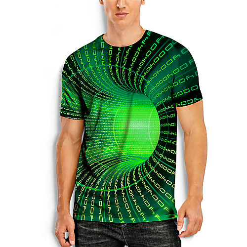 

Men's T shirt 3D Print Graphic 3D Letter Print Short Sleeve Casual Tops Simple Classic Green