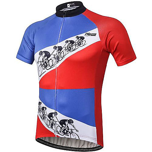

21Grams Men's Short Sleeve Cycling Jersey Blue Bike Jersey Top Mountain Bike MTB Road Bike Cycling UV Resistant Quick Dry Sports Clothing Apparel / Athletic