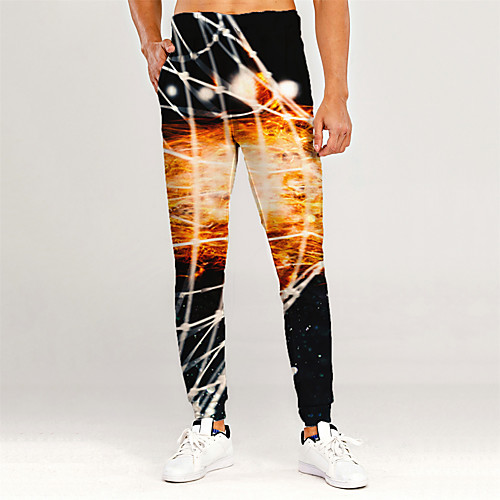 

Men's Novelty Casual / Sporty Outdoor Sports Casual Daily Sweatpants Trousers Pants Graphic 3D Full Length Print Black