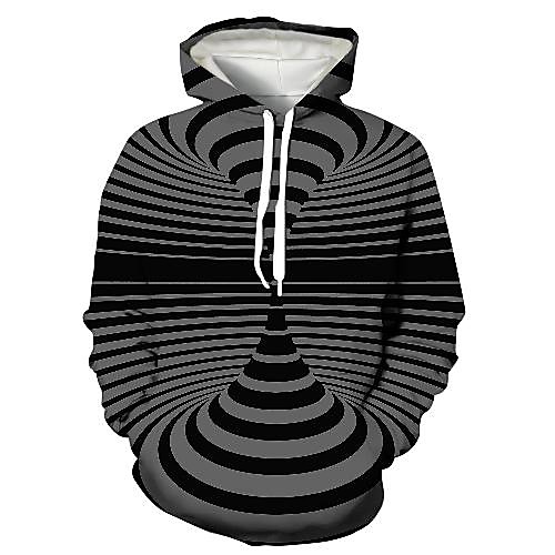 

Men's Pullover Hoodie Sweatshirt Graphic Optical Illusion 3D Print Hooded Daily 3D Print 3D Print Casual Hoodies Sweatshirts Long Sleeve Dark Gray