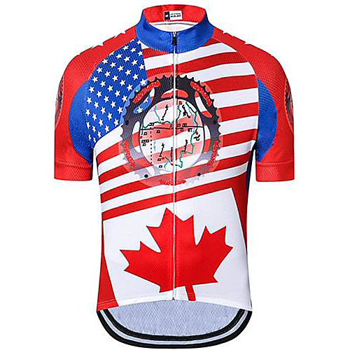 

21Grams Men's Short Sleeve Cycling Jersey Red National Flag Bike Jersey Mountain Bike MTB Road Bike Cycling Breathable Quick Dry Sports Clothing Apparel / Athletic