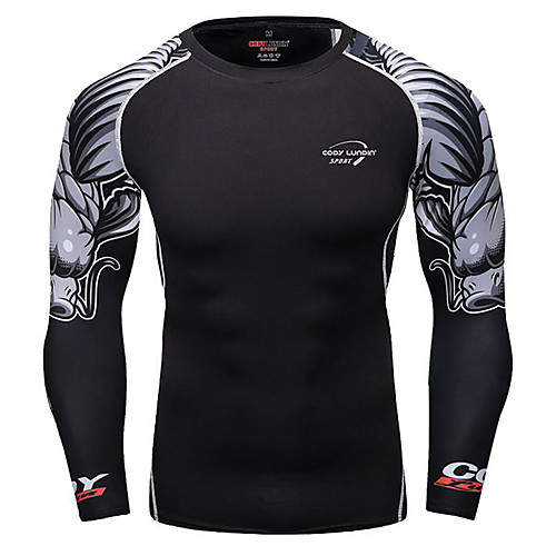 

CODYLUNDIN Men's Long Sleeve Compression Shirt Running Shirt Tee Tshirt Top Athletic Spandex Moisture Wicking Quick Dry Breathable Gym Workout Running Active Training Jogging Exercise Sportswear 3D