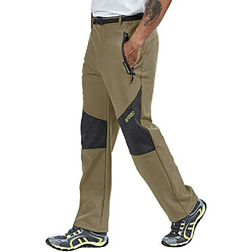 

men's ski snow pants fleece lined softshell waterproof outdoor hiking campingkhaki 34