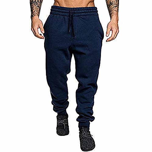 

mens joggers fleece sweatpants gym jogging tracksuit bottoms pants trousers navy xxl