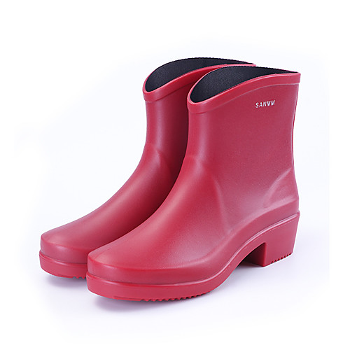 

Women's Boots Chunky Heel Round Toe Booties Ankle Boots Classic Daily PVC Solid Colored Black Red Green / Booties / Ankle Boots