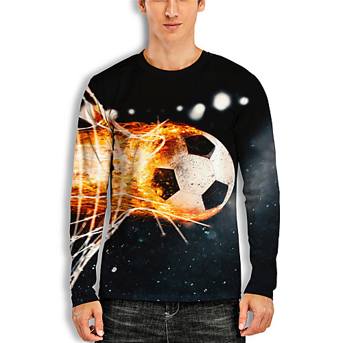 

Men's T shirt 3D Print Graphic 3D Print Long Sleeve Casual Tops Cartoon Classic Black