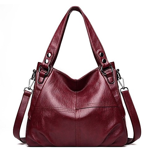 

Women's Bags PU Leather Leather Top Handle Bag Zipper Daily Outdoor Handbags Baguette Bag Wine Black Blue Purple