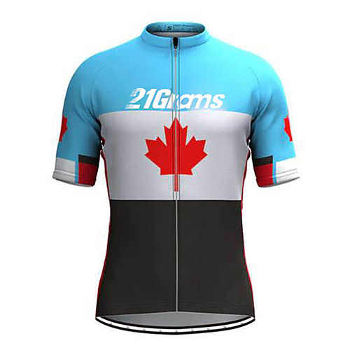 

21Grams Men's Short Sleeve Cycling Jersey Blue Patchwork Bike Jersey Mountain Bike MTB Road Bike Cycling Breathable Sports Clothing Apparel / Athletic