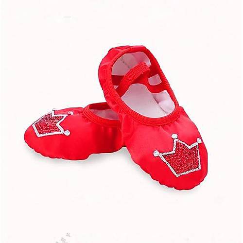 

Girls' Ballet Shoes Ballroom Shoes Flat Paillette Flat Heel Red Pink