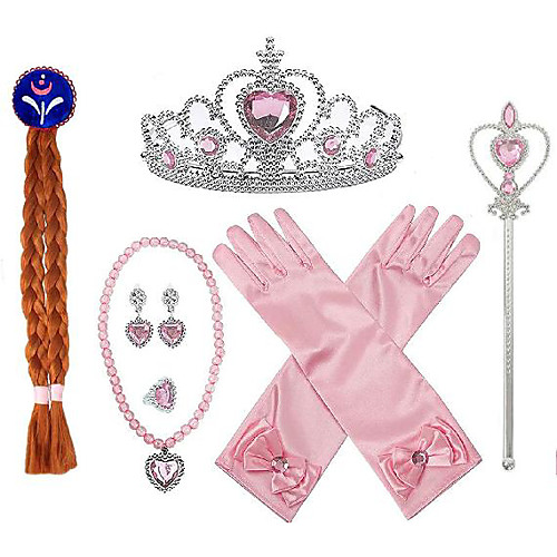

Princess Halloween Props Holiday Jewelry Girls' Movie Cosplay Accent / Decorative Dance Glove Purple Blue Pink Gloves Necklace Gauntlets Christmas Halloween Carnival Plastics / Earring / Tiaras / Wig