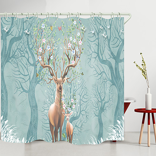 

simple sika deer flowers digital printing shower curtain shower curtains hooks modern polyester new design