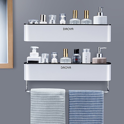 

bathroom shelf shower caddy organizer wall mount shampoo rack with towel bar no drilling kitchen storage bathroom accessories