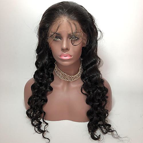 

Human Hair Lace Front Wig Middle Part style Mongolian Hair Body Wave Black Wig 130% Density Classic Women Fashion Women's Short Long Medium Length Human Hair Lace Wig Clytie / Very Long