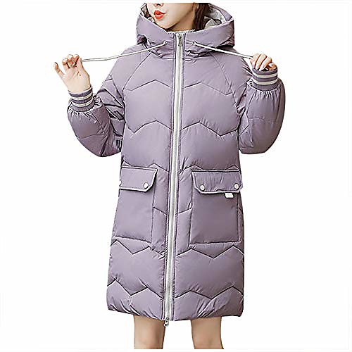 

xgs womens winter jacket warm overcoat hooded zipper thicker coat pocket outwear