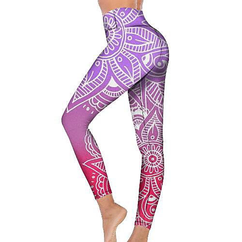 

21Grams Women's High Waist Yoga Pants Cropped Leggings Tummy Control Butt Lift Breathable Purple Fitness Gym Workout Running Winter Sports Activewear High Elasticity