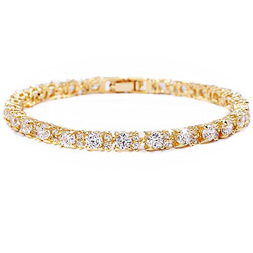 

eternity tennis bracelet & round cut white cubic zirconia in yellow gold plated, 7