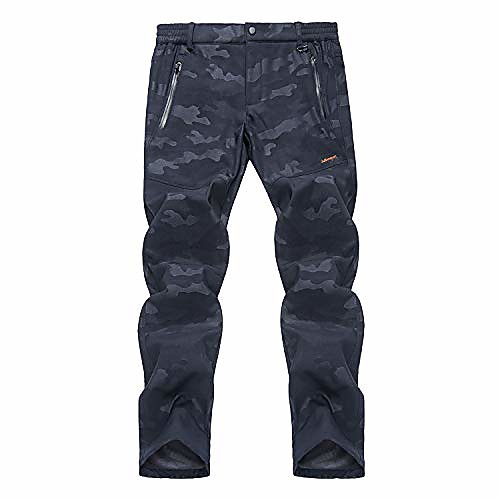 

men's softshell climbing pants with fleece lining outdoor rain protection winter warm walking cycling camouflage pants