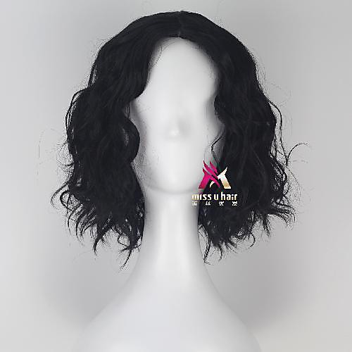 

Synthetic Wig Rihanna Style Loose Curl Asymmetrical Wig Short Black Synthetic Hair 12 inch Women's For Black Women Fluffy Black