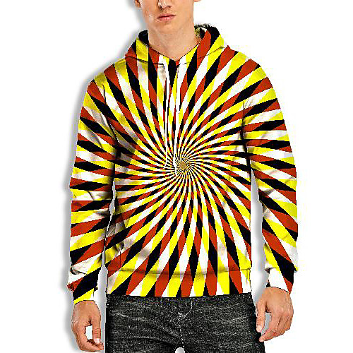 

Men's Pullover Hoodie Sweatshirt Graphic Optical Illusion 3D Print Daily 3D Print 3D Print Casual Hoodies Sweatshirts Yellow