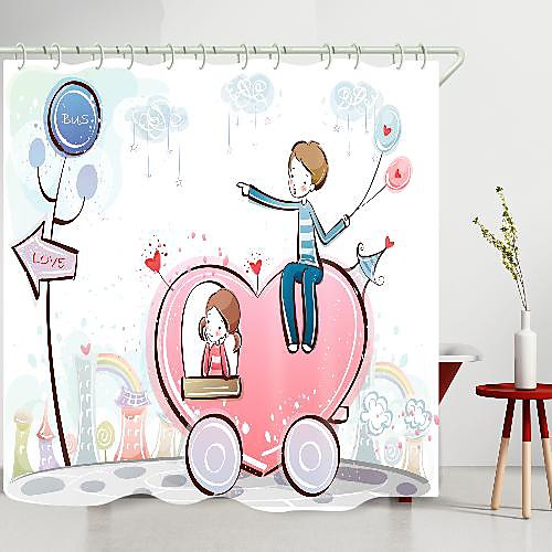

valentine's day couple love car digital printing shower curtain shower curtains hooks modern polyester new design