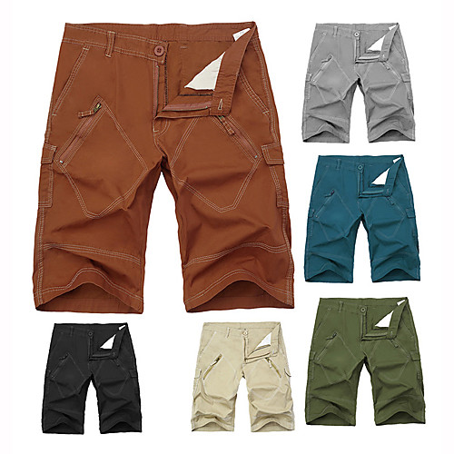 

Men's Hiking Shorts Hiking Cargo Shorts Solid Color Summer Outdoor 10 Ventilation Multi-Pockets Breathable Soft Cotton Shorts Bottoms Black Red Army Green Light Grey Khaki Hunting Fishing Climbing