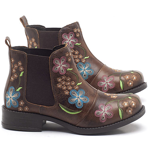 

women retro floral embroidery comfy wearable chelsea ankle boots