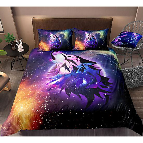 

wolf print 3-piece duvet cover set hotel bedding sets comforter cover with soft lightweight microfiber, include 1 duvet cover, 2 pillowcases for double/queen/king(1 pillowcase for twin/single)