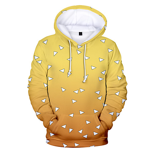 

Inspired by Demon Slayer Agatsuma Zenitsu Cosplay Costume Hoodie Polyester / Cotton Blend Color Gradient Printing Hoodie For Women's / Men's