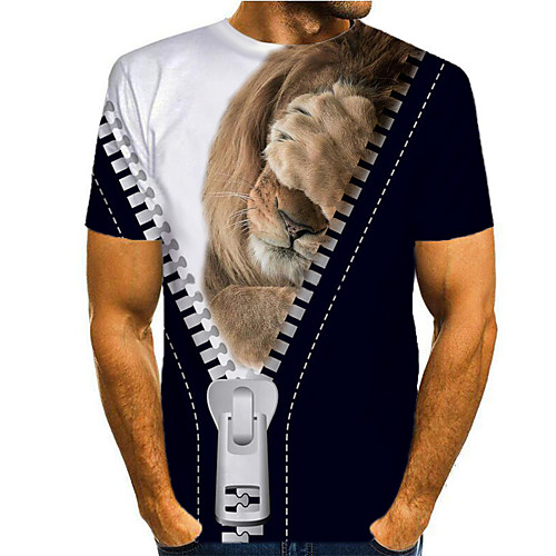 

Men's T shirt 3D Print Graphic 3D Animal Print Short Sleeve Casual Tops Cartoon Classic Black