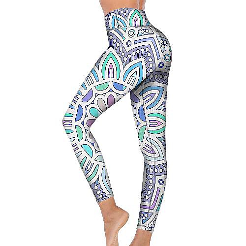 

21Grams Women's High Waist Yoga Pants Cropped Leggings Tummy Control Butt Lift Breathable Blue Fitness Gym Workout Running Winter Sports Activewear High Elasticity