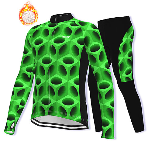 

21Grams Men's Long Sleeve Cycling Jacket with Pants Winter Fleece Spandex Green Bike Fleece Lining Warm Sports Graphic Mountain Bike MTB Road Bike Cycling Clothing Apparel / Stretchy / Athleisure