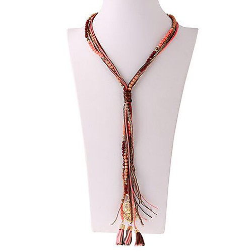 

Women's Collar Necklace Y Necklace Tassel Heart Precious Vintage Boho Alloy Blue Red 60 cm Necklace Jewelry For Christmas Halloween Party Evening Street Gift / Long Necklace