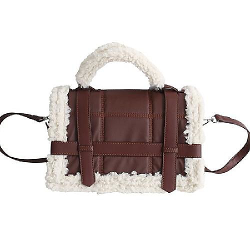 

Women's Bags PU Leather Top Handle Bag Buttons Daily Outdoor Handbags MessengerBag Black Dark Coffee Brown