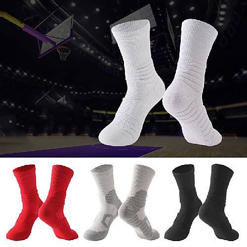 

Men's Hiking Socks 1 Pair Winter Outdoor Breathable Warm Soft Stretchy Socks Patchwork Chinlon Cotton White Black Red for Fishing Climbing Camping / Hiking / Caving