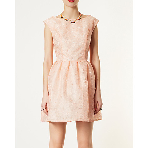 

A-Line Beautiful Back Elegant Homecoming Cocktail Party Dress Jewel Neck Sleeveless Short / Mini Lace with Lace Insert 2021