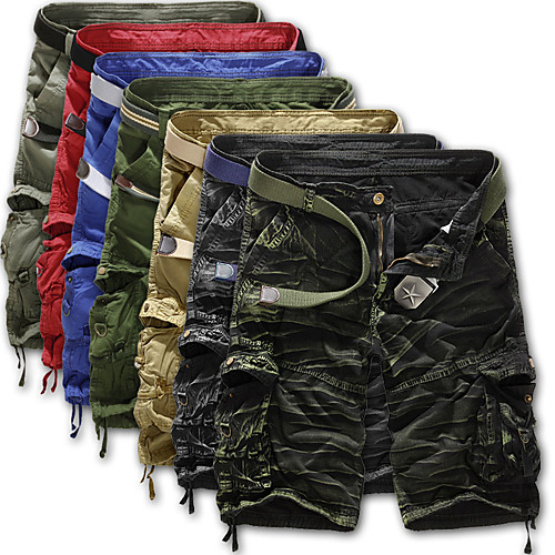 

Men's Hiking Shorts Hiking Cargo Shorts Ventilation Wearproof Soft Summer Solid Colored Camo / Camouflage Cotton for Black Army Green Burgundy S M L XL XXL