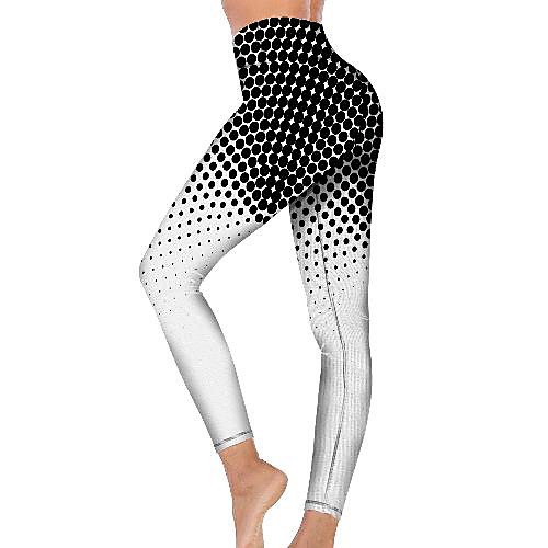 

21Grams Women's High Waist Yoga Pants Cropped Leggings Tummy Control Butt Lift Breathable Black / White Fitness Gym Workout Running Winter Sports Activewear High Elasticity