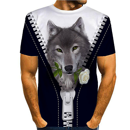 

Men's T shirt 3D Print Graphic 3D Animal Print Short Sleeve Casual Tops Cartoon Classic Black