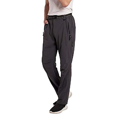 

men's hiking quick dry lightweight waterproof outdoor travel climbing mountain pants with belt zipper pockets (dark grey, s)