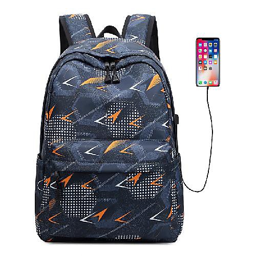 

Unisex Oxford School Bag Large Capacity Zipper Floral Print Daily Outdoor Backpack Blue Orange Green Dark Gray