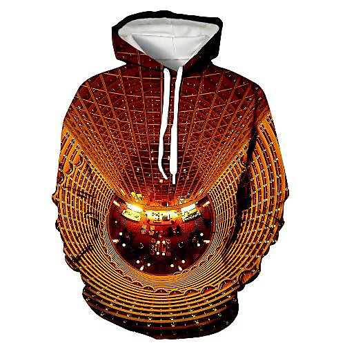 

Men's Pullover Hoodie Sweatshirt Graphic Optical Illusion 3D Print Daily 3D Print 3D Print Casual Hoodies Sweatshirts Orange