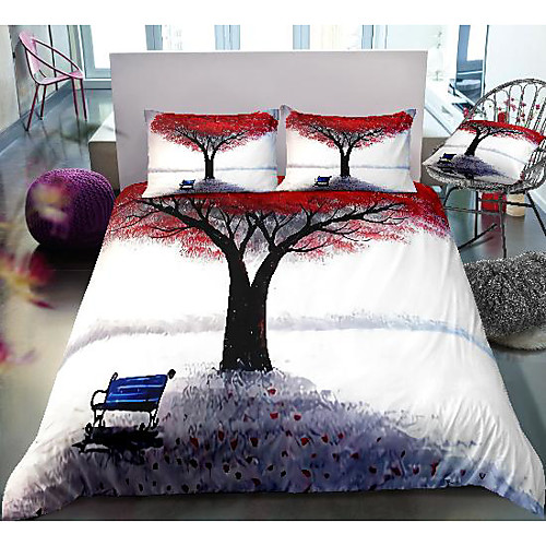 

tree print 3-piece duvet cover set hotel bedding sets comforter cover with soft lightweight microfiber, include 1 duvet cover, 2 pillowcases for double/queen/king(1 pillowcase for twin/single)