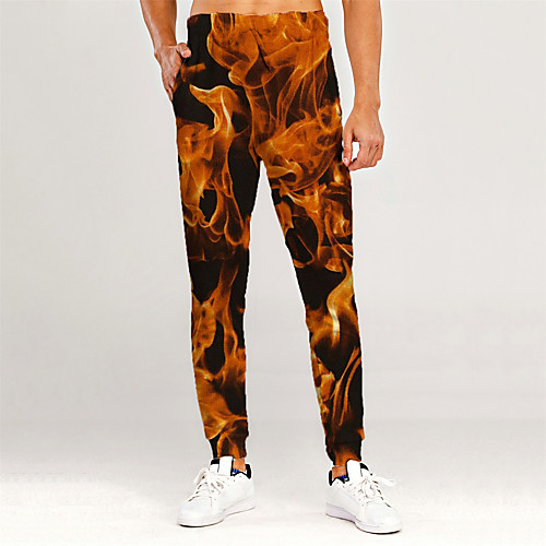 

Men's Novelty Casual / Sporty Outdoor Sports Casual Daily Sweatpants Trousers Pants Graphic 3D Full Length Print Orange
