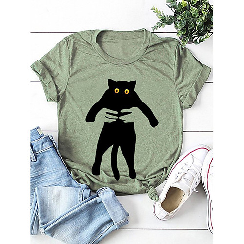 

Women's Plus Size Print Animal Blouse Shirt Large Size Round Neck Short Sleeve Tops Big Size