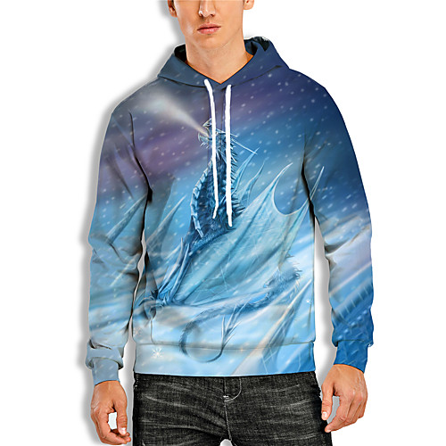 

Men's Pullover Hoodie Sweatshirt Animal Patterned Graphic 3D Print Daily 3D Print 3D Print Casual Hoodies Sweatshirts Blue