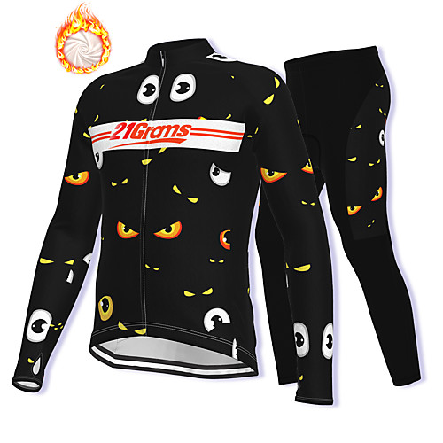 

21Grams Men's Long Sleeve Cycling Jacket with Pants Winter Fleece Spandex Black Bike Fleece Lining Warm Sports Graphic Mountain Bike MTB Road Bike Cycling Clothing Apparel / Stretchy / Athleisure